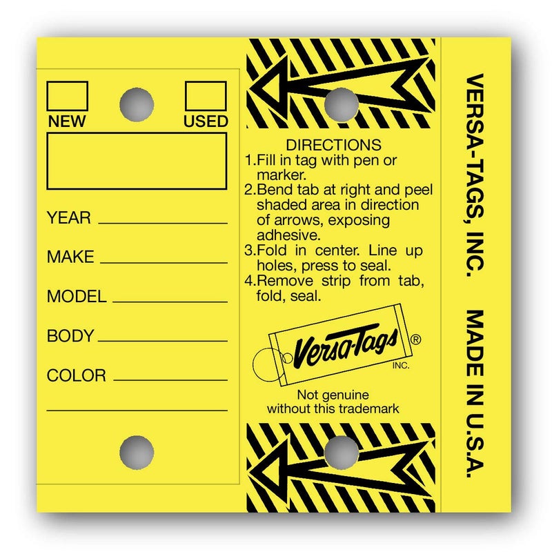 Genuine Versa-TagÂ® Key Tags (Half-Pack) (125 Key Tags and Key Rings per Box) (Yellow)